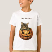 Vintage Halloween Pumpkin Kitty T-shirt (Voorkant)