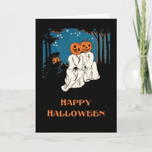 Vintage Halloween Pumpkin Wenskaart Kaart