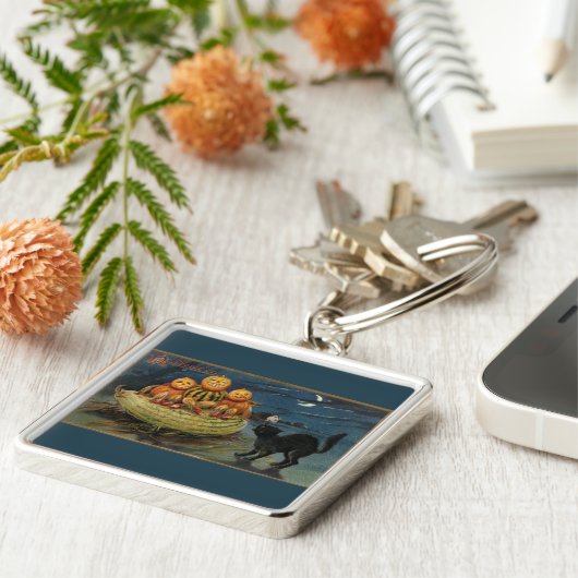 Vintage Halloween Pumpkins Sleutelhanger (Zijkant)