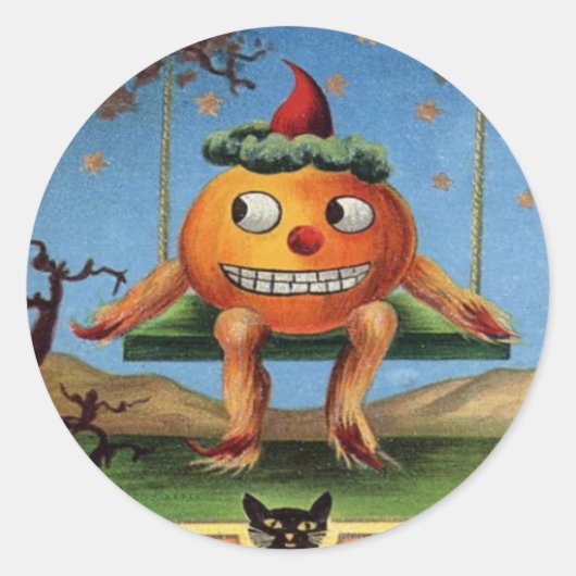 Vintage Halloween Ronde Sticker (Voorkant)