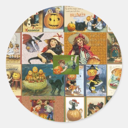 Vintage Halloween Ronde Sticker (Voorkant)