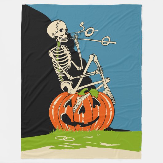Vintage-halloween-rookskelet Fleece Deken (Voorkant)