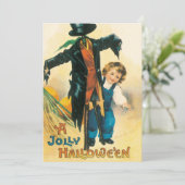 Vintage Halloween Scarecrow Ellen Clapsaddle Party Kaart (Staand voorkant)