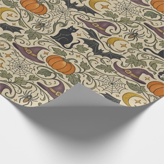 Vintage Halloween Scrollwork Cadeaupapier (Hoek)