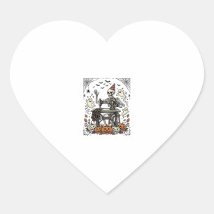 Vintage Halloween Skelet Naaimachine Shirt De Hart Sticker