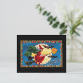 Vintage Halloween Spirit Witch Briefkaart (Staand voorkant)