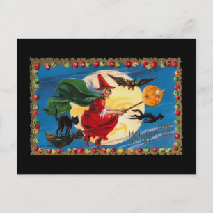 Vintage Halloween Spirit Witch Briefkaart