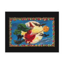 Vintage Halloween Spirit Witch Briefkaart