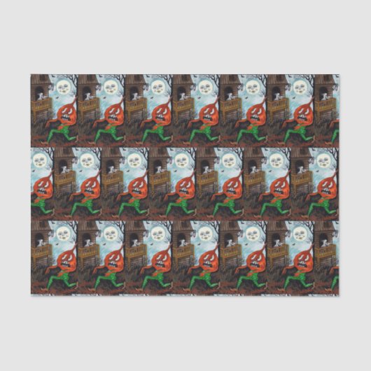 Vintage Halloween-spookpopperweefsel Tissuepapier (Voorkant)