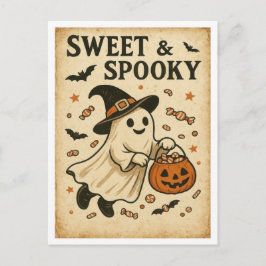 Vintage Halloween Sweet & Spooky Briefkaart