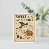 Vintage Halloween Sweet & Spooky Briefkaart (Staand voorkant)