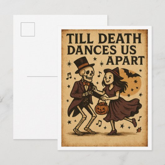 Vintage Halloween Till Death Dance Us Apart Briefkaart (Voorkant / Achterkant)