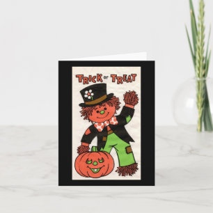 Vintage Halloween Trick or treat Scarecrow Kaart