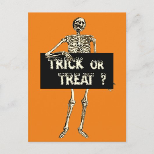 Vintage Halloween Trick or treat Skeleton Briefkaart (Voorkant)