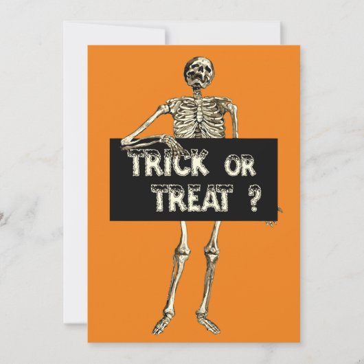 Vintage Halloween Trick or treat Skeleton Kaart (Voorkant)