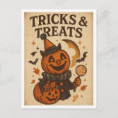 Vintage Halloween Tricks and Treats Briefkaart (Voorkant)