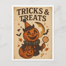 Vintage Halloween Tricks and Treats Briefkaart