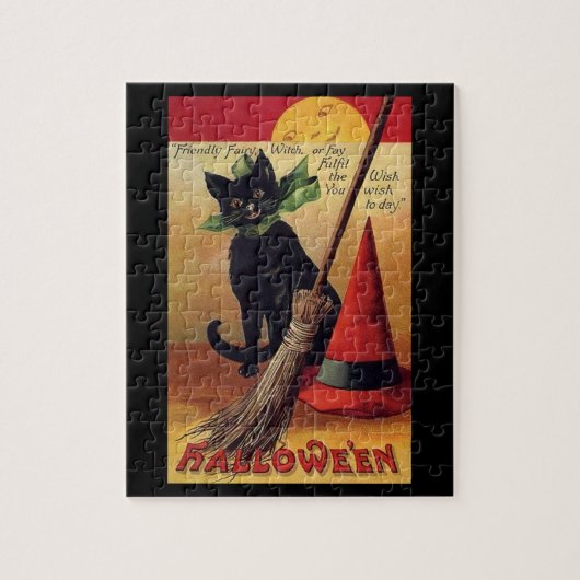 Vintage Halloween van Ellen Clapsaddle, Zwarte Kat Legpuzzel (Verticaal)