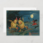 Vintage Halloween Veggie Mensen op de vlucht Briefkaart (Voorkant / Achterkant)