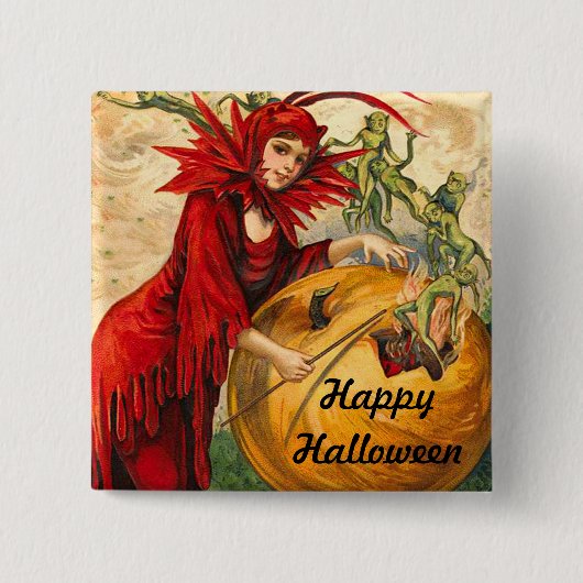 Vintage Halloween Vierkante Button 5,1 Cm (Voorkant)