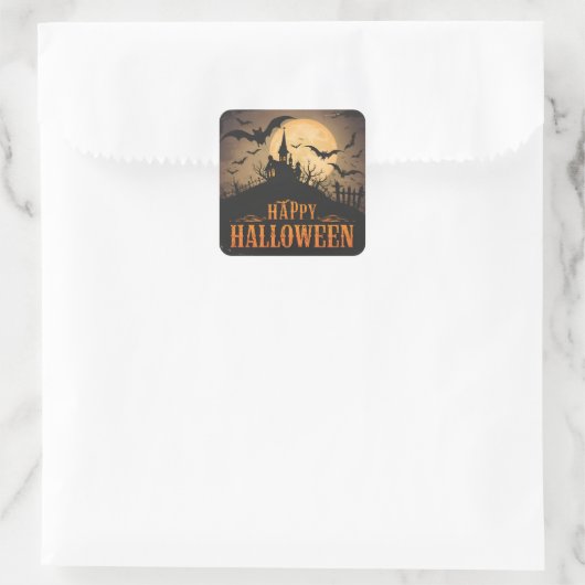 Vintage Halloween Vierkante Sticker (Tas)