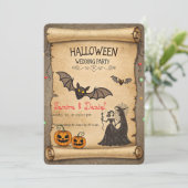 Vintage Halloween Wedding Invitation Scroll Kaart (Staand voorkant)