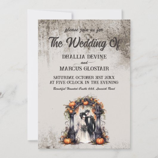 Vintage Halloween Wedding Kaart (Voorkant)