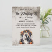 Vintage Halloween Wedding Kaart (Staand voorkant)