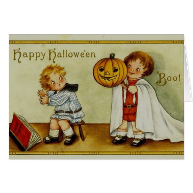 Vintage Halloween Wenskaart (Voorkant Horizontaal)