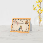 Vintage Halloween Wenskaart Kaart (Gele Bloem)