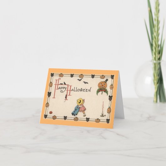 Vintage Halloween Wenskaart Kaart (Voorkant)