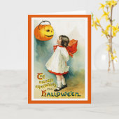 Vintage Halloween Wenskaart Kaart (Gele Bloem)