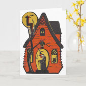 Vintage Halloween Wenskaart Kaart (Gele Bloem)