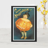 Vintage Halloween Wenskaart Kaart (Gele Bloem)