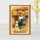 Vintage Halloween Wenskaart Kaart (Gele Bloem)