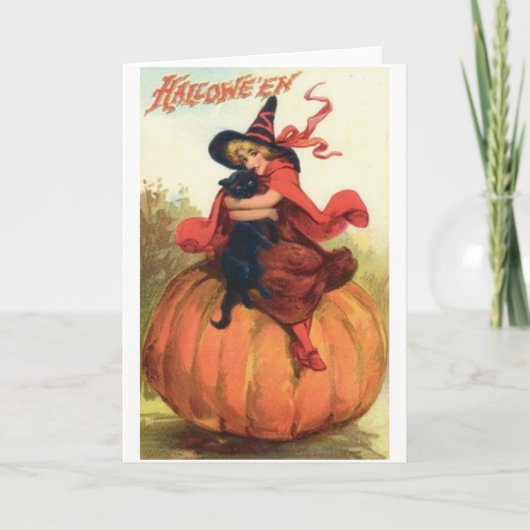 Vintage Halloween Wenskaart Kaart (Voorkant)