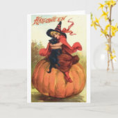 Vintage Halloween Wenskaart Kaart (Gele Bloem)