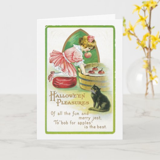 Vintage Halloween Wenskaart Kaart (Gele Bloem)