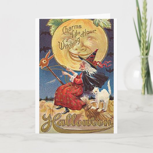 Vintage Halloween Wenskaart Kaart (Voorkant)