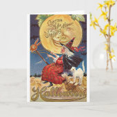 Vintage Halloween Wenskaart Kaart (Gele Bloem)