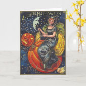 Vintage Halloween Wenskaart Kaart (Gele Bloem)