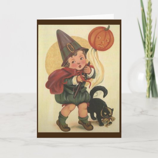 Vintage Halloween Wenskaart Kaart (Voorkant)