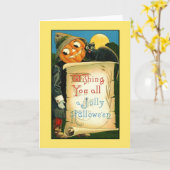 Vintage Halloween Wenskaart Kaart (Gele Bloem)