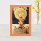 Vintage Halloween Wenskaart Kaart (Gele Bloem)