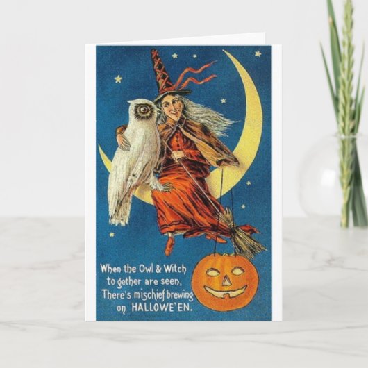 Vintage Halloween Wenskaart Kaart (Voorkant)