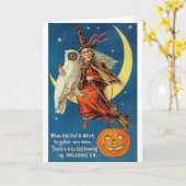 Vintage Halloween Wenskaart Kaart (Gele Bloem)