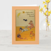 Vintage Halloween Wenskaart Kaart (Gele Bloem)