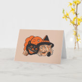 Vintage Halloween Wenskaart Kaart (Gele Bloem)
