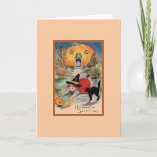 Vintage Halloween Wenskaart Kaart (Voorkant)