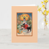 Vintage Halloween Wenskaart Kaart (Gele Bloem)